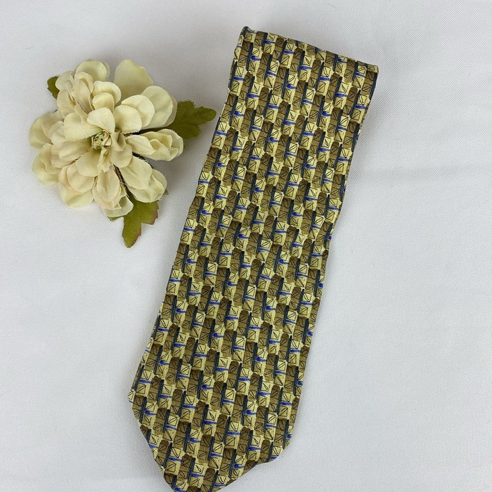 Jerry Garcia 100% Silk Tan Print Lunch Collection Seventeen Men’s Tie